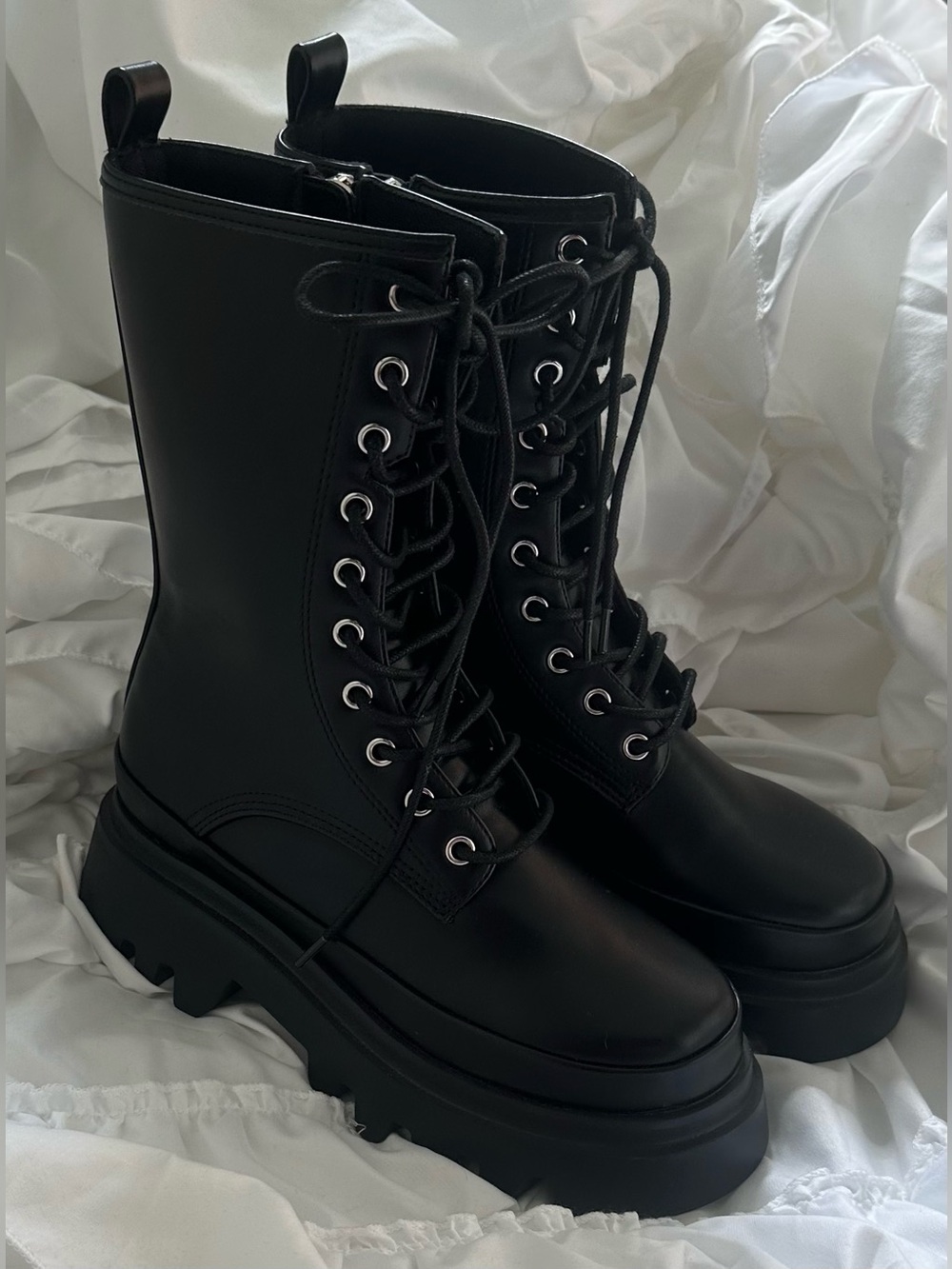 FOXBLOOD DIY’d Black Platform Lace Up Combat Boots Women’s Size 7